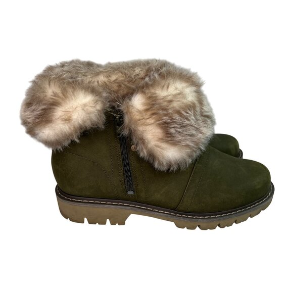 Caterpillar Women's Flurry Fur Waterproof Ankle Snow Bootie 8.5 Green - Picture 4 of 9